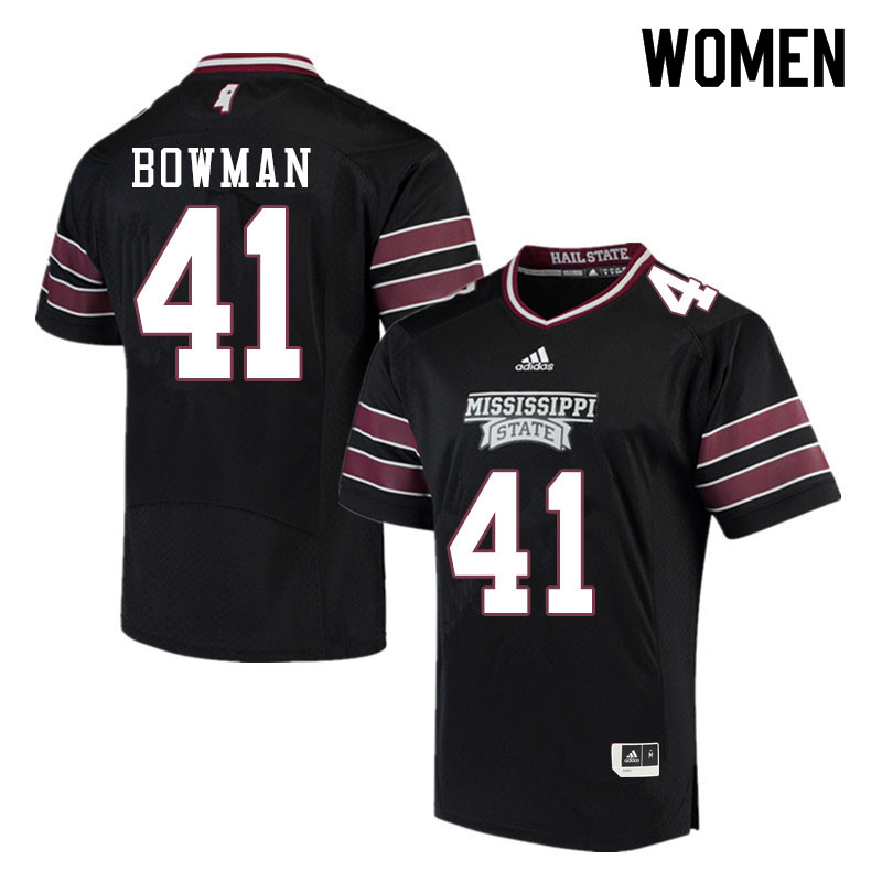 Women #41 Reed Bowman Mississippi State Bulldogs College Football Jerseys Sale-Black